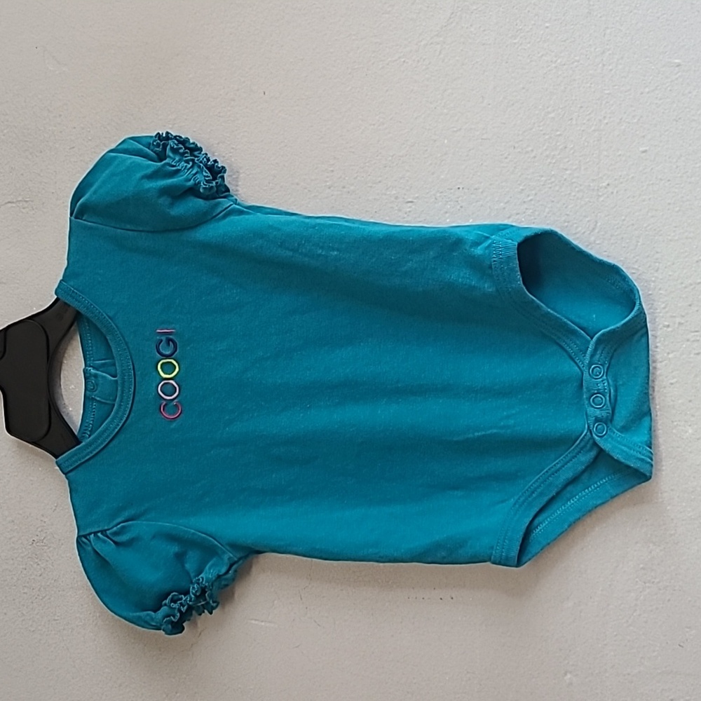 Infant 6-9 months girl's teal short sleeve snap short sleeve bodysuit COOGI